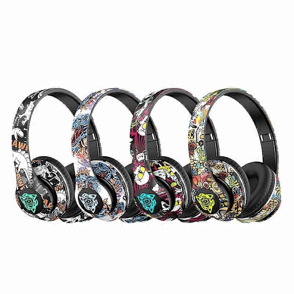 Muoti Graffiti Taitettavat Bluetooth 5.1 Kuulokkeet Langattomat Melua Vaimentavat DJ Bassokuulokkeet Peli Kuulokkeet Tukevat TF-korttia Mikrofonilla