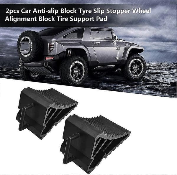 2 st Halkskyddsblock för bil Däckstopp Solid Gummi Säkerhets Hjulinställningsblock