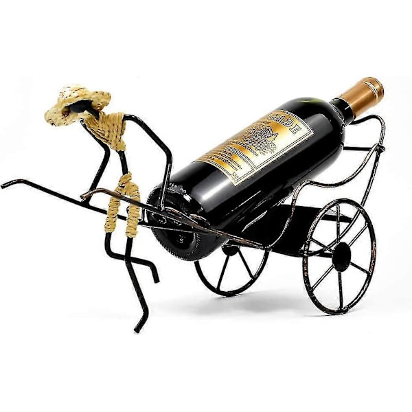 Vinflaskeholder Stand Rickshaw Dekor Display Bordplade Vinreol Enkelt Flaske Hjem Gave Køkken
