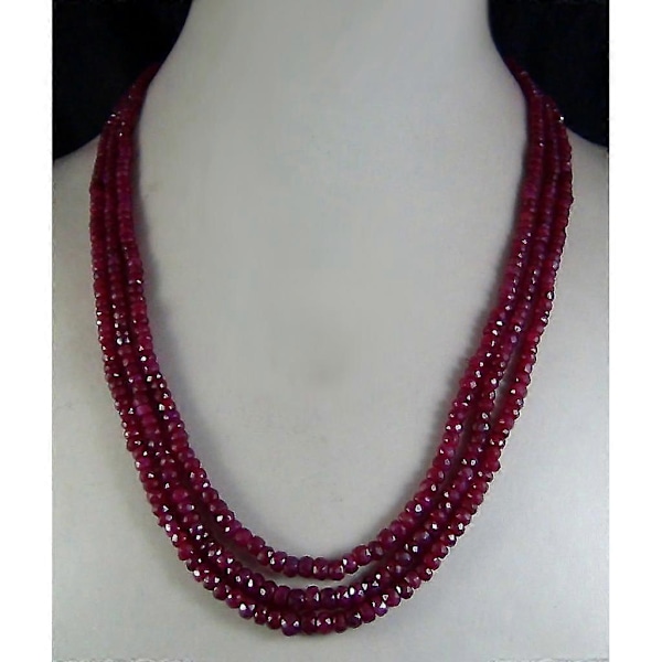 3x4mm Naturliga Fasetterade Pärlor Ädelsten Uttalande Halsband 3-radigt