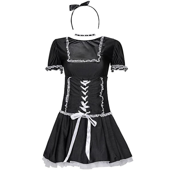 Lady French Maid Kostume Anime Sød Bælte Klubtøj Erotisk Rollespil Cosplay Fancy Festkjole Karneval Halloween S