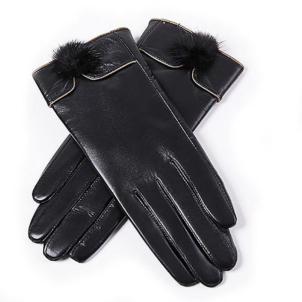 Evago Winter Warm Plys mænd og kvinders ægte lammeskindshandsker Fuld Palm Touchscreen B FOR WOMEN L