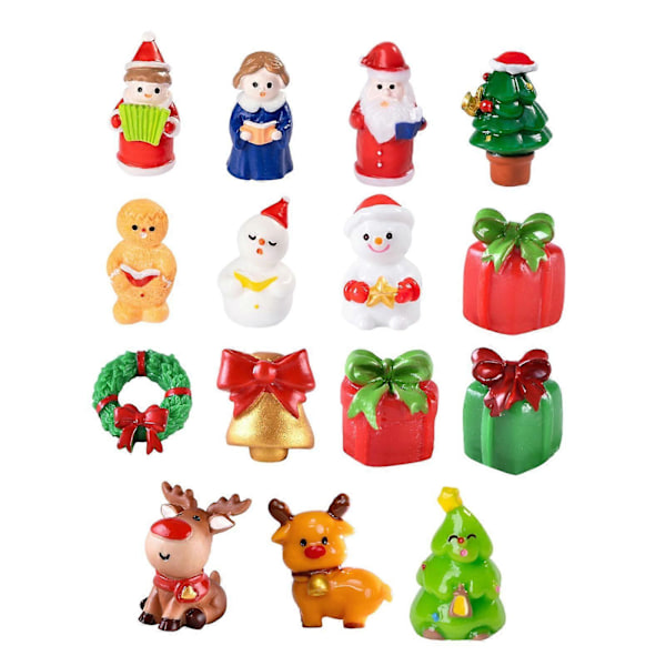 15x Jul Miniatyrfigurer Mini Resinfigurer för Tårtdekorationer Fest