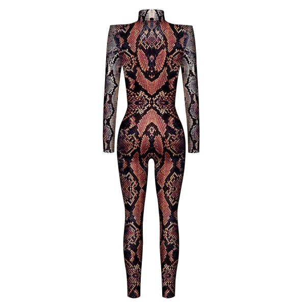 Naisten haalari Halloween-juhliin 3D Snake Print Bodysuits Cosplay Print Costume Stretch Skinny Catsuit Overall L