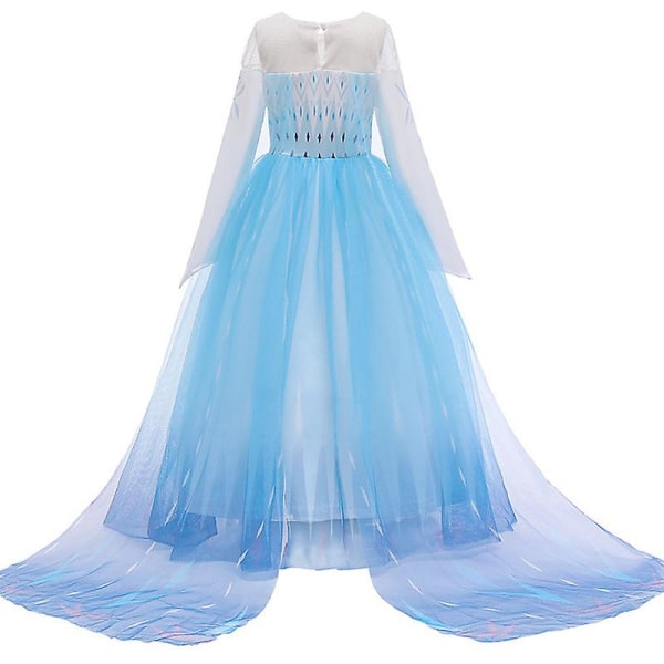 Frozen 2 Elsa Princess Tyll Klänning Långärmad Gradient Kostym Barn Flickor Halloween Jul Cosplay Party Performance Fancy Dress Up Light Blue 9-10 Years