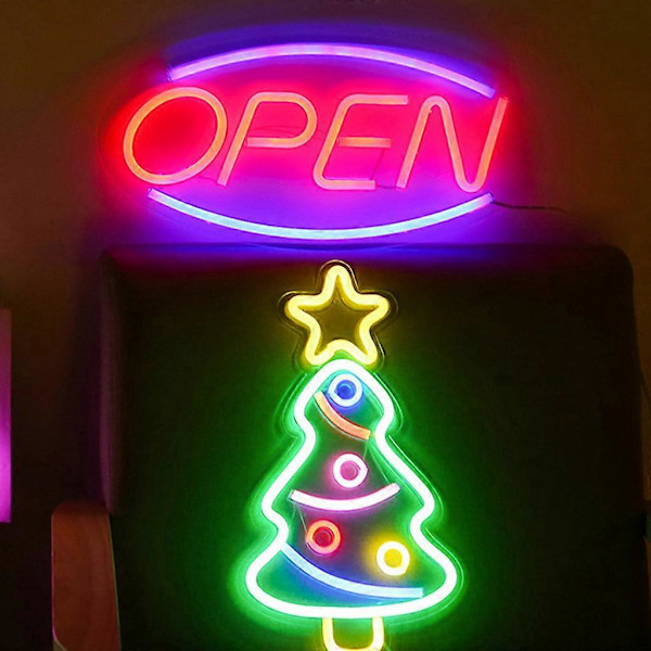 Julgran Neonljus LED Skylt USB-driven Lampa Belysning Fest Väggdekor