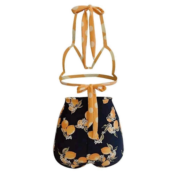 Dame Bikini Sæt Elegant Halterneck Badedragt Vintage Bikini Sæt 2 Dele Dame Høj Talje -GSLA