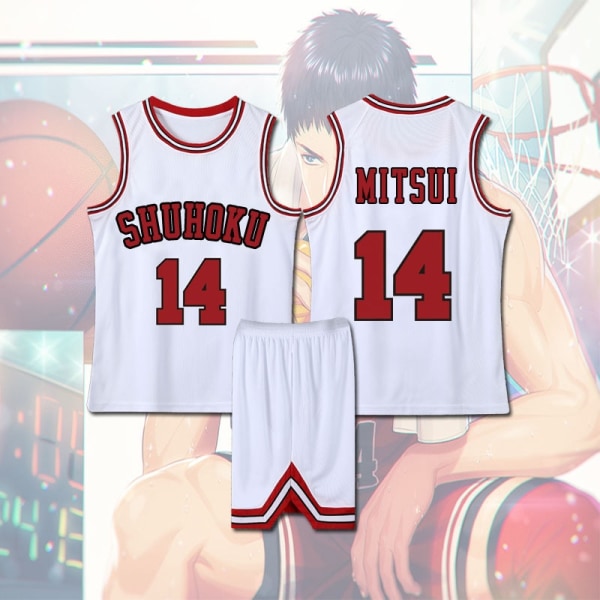 Anime Sakuragi Hanamichi Cosplay Slam Dunk Jersey Shohoku School Basketball Team Uniform Sportswear Kaede Rukawa Cosplay Costume Ivory XXL