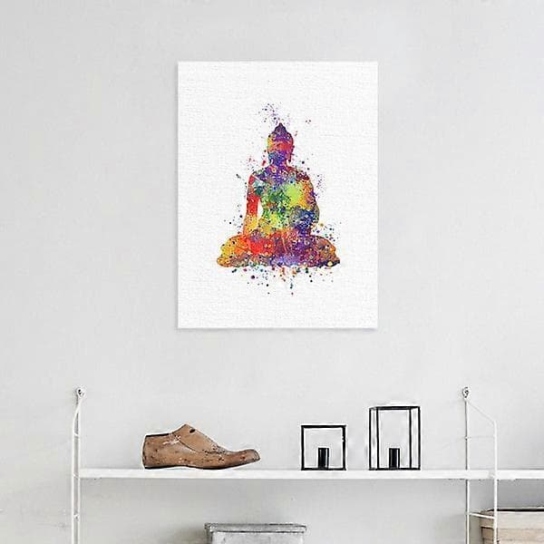 Buddha, Lotus och Mudra väggkonst canvas tryck affisch, enkel mode akvarell