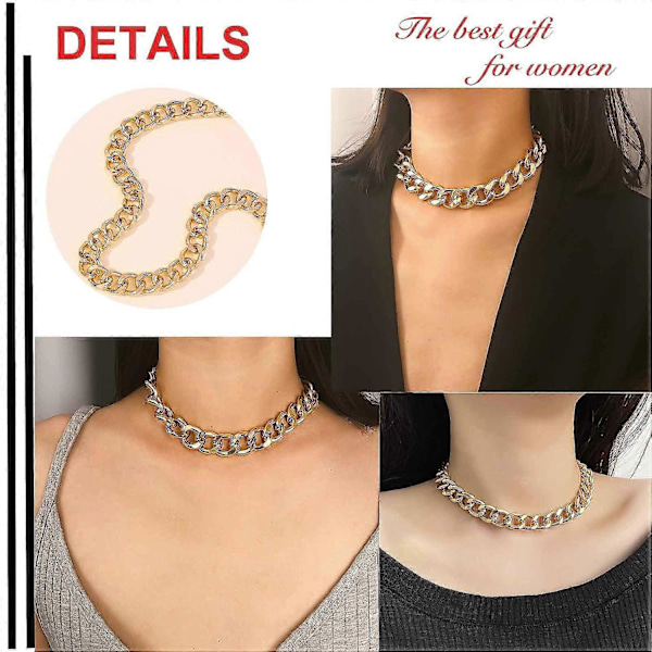 Punk Chunky Choker Halskæde Guld Cubansk Lænke Tyk Bred Halskæde Papirclips Kæde Choker