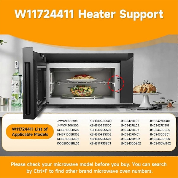 W11724411 W10909479 Lämmittimen Tuki Whirlpool KitchenAid Jenn-Air Maytag Mikroaaltouunin Grillin Korjaukseen