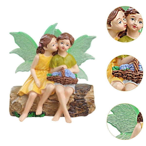 Miniatyr Fe Trädgårdstillbehör Pojke Flicka Fe Mikro Landskap Ornament