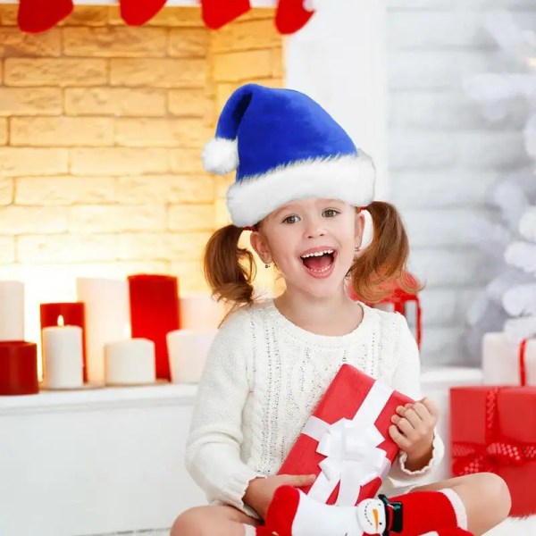 Nisselue Plysj, myke fargede julehatter Varme, komfortable julehatter Festutstyr for barn Voksne Red L