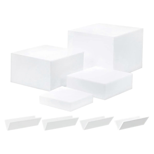 4 stk. Akryl Buffet Risers 5 Sidede Nesting Risers til Samling af Kosmetik