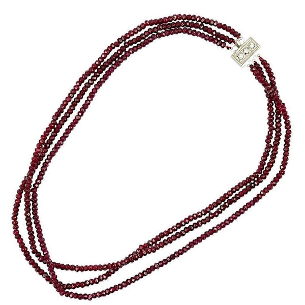 3x4mm Naturliga Fasetterade Pärlor Ädelsten Uttalande Halsband 3-radigt