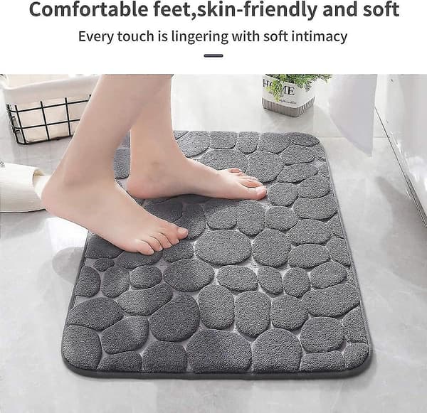 Baderomsmatte i Memory Foam, Pebbel Baderomsteppe, Superabsorberende Baderomsmatte, Baderomsmatte