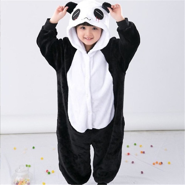 Unisex barn flanell Onesie Pyjamas, Cosplay djurdräkt One Piece Halloween nattkläder Nattkläder för pojkar flickor Panda 4-5Years