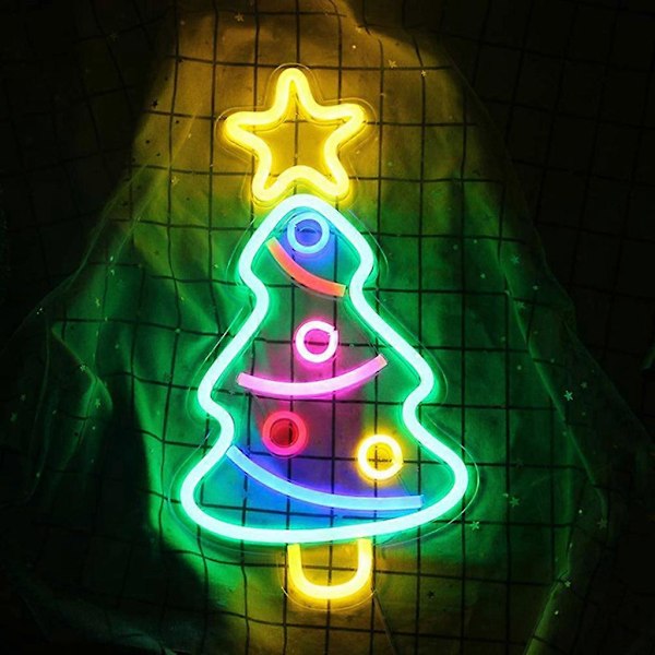 Julgran Neonljus LED Skylt USB-driven Lampa Belysning Fest Väggdekor