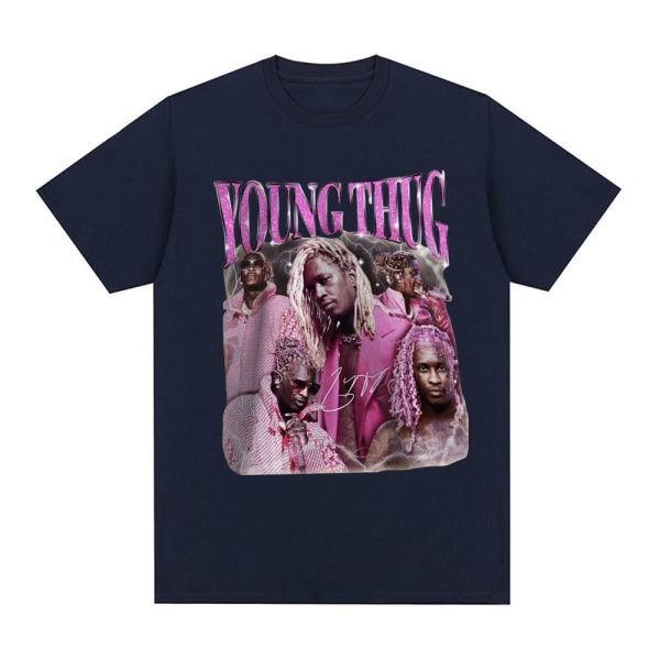 Rapper Young Thug Grafisk T-shirt Hip Hop Vintage Kortärmad T-shirt för män Light Purple XXL