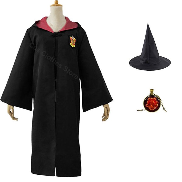Unisex barn Voksen Slytherin Cosplay Potters Robe Troldmand Heks Kappe Fest Cosplay Piger Drenge Kvinder Mænd Halloween kostume Set 44 L