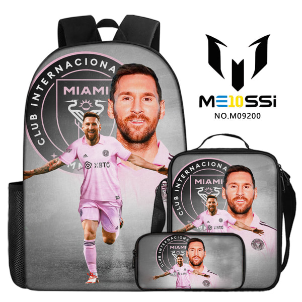 3-delad set av fotbollsstjärnan Messi perifera ryggsäckar, skolväskor för grundskole- och gymnasieelever, digitaltryck campusryggsäckar style 1