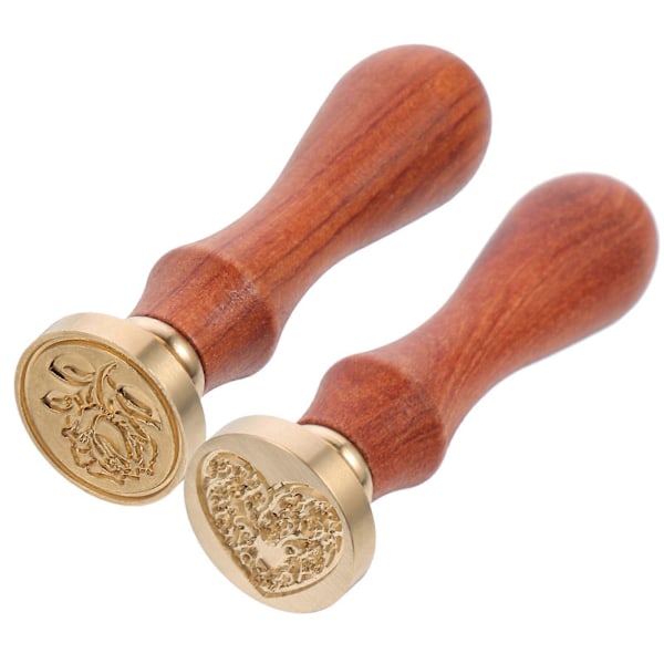 2 stk. Rose- og hjerteformet voksseglstempel, retro forseglingsstempel, voksseglstempel