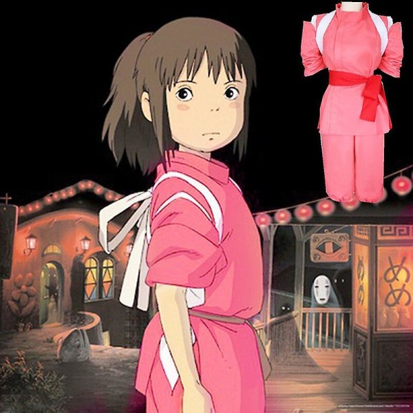 Halloween japansk anime Spirited Away Cosplay Set Tono Chihiro Performance Cosplay Kostym Kamikaze Girl Pink Kimono Set Pink L