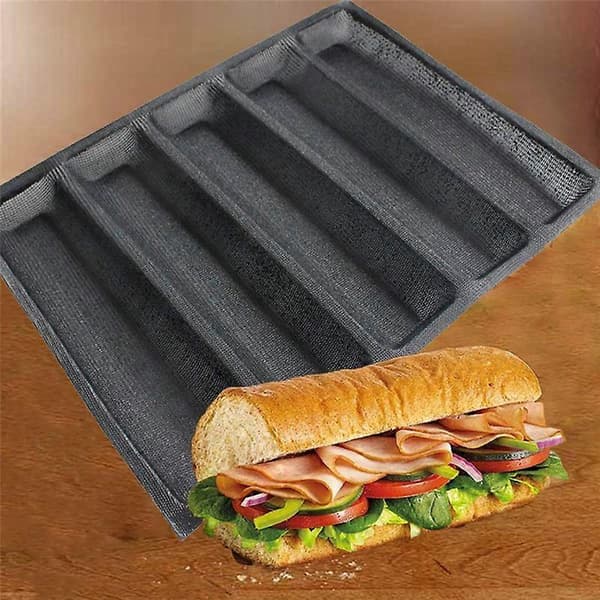 2 stk. Silikone Perforerede Bageforme Sandwichform Franskbrødsform Madmåtte 5 Brød Non-Stick Bageform