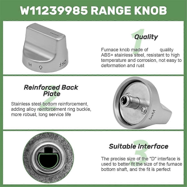 W11239985 Komfyrkontrollknapper, W11239985 Komfyrknapper Erstatninger for , W10850015 Erstatningsknapper