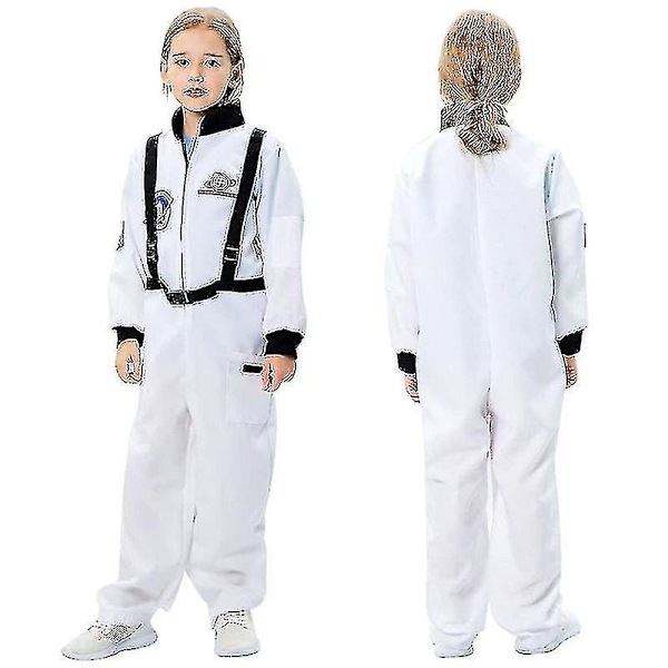 Hurtig forsendelse Børne Astronaut Kostume Uniform Spil Performance Kostume Halloween Carnival Forklædning White M