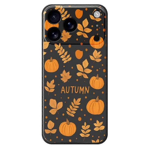 Til iPhone 17 Pro Cover Efterårstema Mønstertryk Lige Kant TPU Telefon Bagside Cover Sort