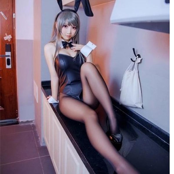 Rascal drømmer ikke om kaninpige Senpai Sakurajima Mai Cosplay-kostume til kvinders sort one-piece bodysuit til halloweenfest Costume 90 pounds 119 pounds