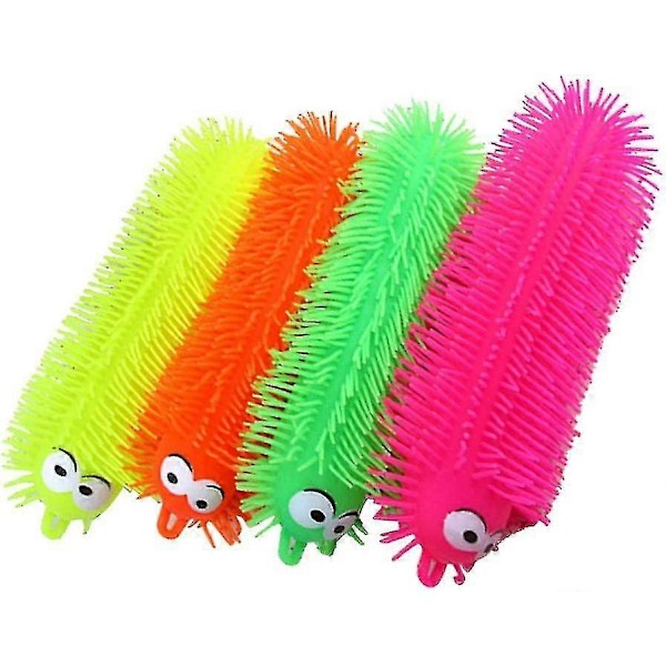 4 stk. blinkende, lysende, elastiske larver, squishy stressball-leke, angst- og stressreduserende leker for voksne, tenåringer og barn (tilfeldig farge)