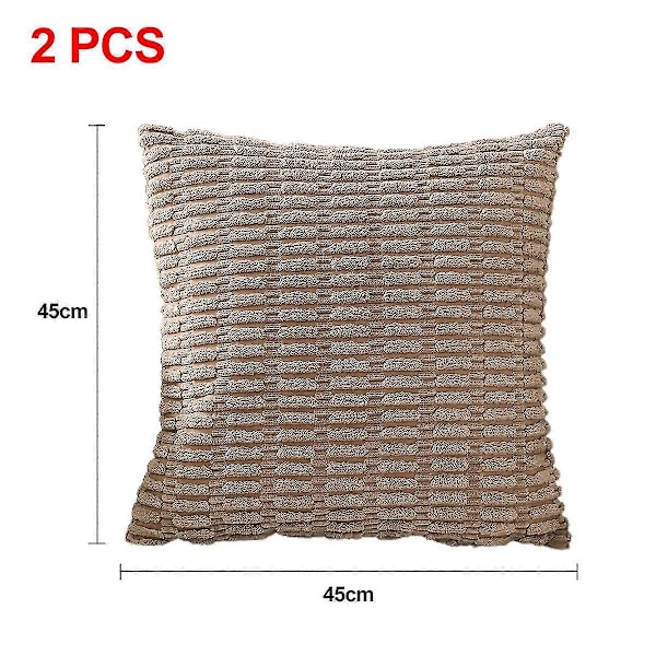2 st Soffbädd Soffa Vardagsrum Dekoration Omfamna Kuddfodral, Fyrkantigt Kuddfodral, Bohemisk Stil Heminredning Manchesterrandigt Kuddfodral, Ljus kaffe