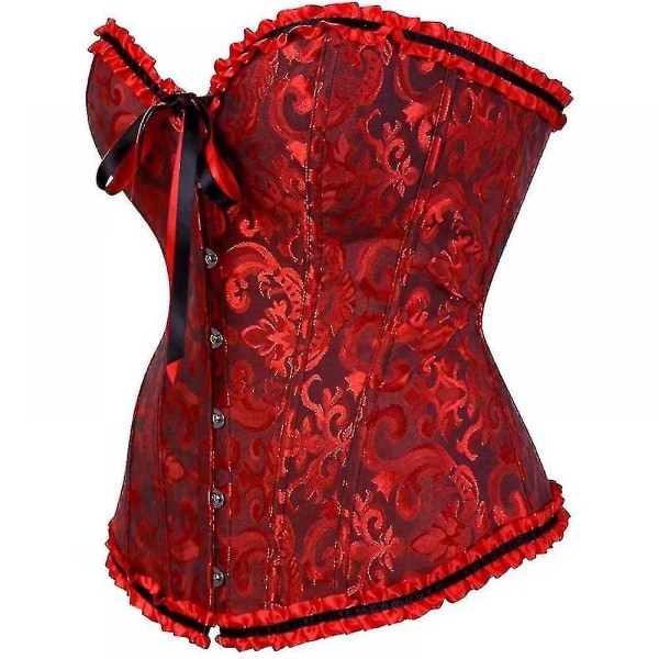 Tflycq Sexiga Korsetter Klänningar För Kvinnor Plus Size Kostym Overbust Burlesk Korsett Och Mini Kjol Set Tutu Corselet dark red XL