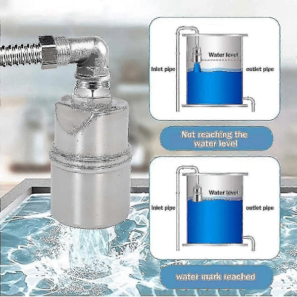 Automatisk vandstandskontrolventil 1/2 tomme rustfrit stål flydeventil til tank swimmingpool