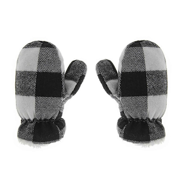 Vinter Varm Baby Ruter Mønster Øreklaff Lue Hansker Sett Myk Bomull Lei Feng Beanies Lue Votter Kit for Barn Jenter Gutter