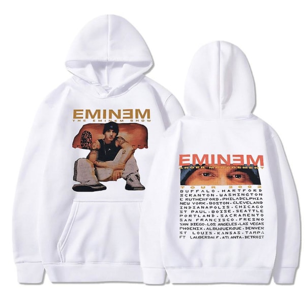 Eminem Anger Management Tour 2002 Hættetrøje Vintage Harajuku Funny Rick Sweatshirts Langærmede Mænd Kvinder Pullover Mode White M