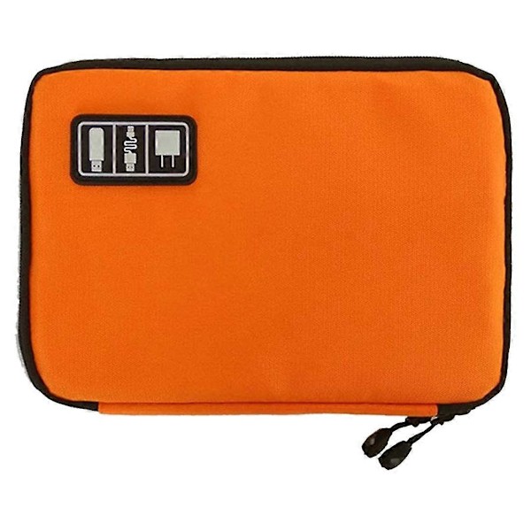 Organiser Kabler Reise Elektronisk Tilbehør Veske Batteri USB Lader Harddisk Minnekort - oransje