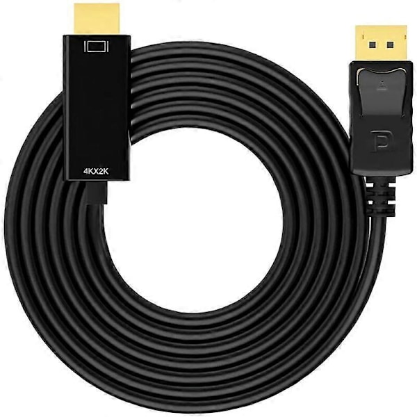 Displayport till HDMI-kabel Dator DP HDMI Monitor Konverterare HDMI DP Adapter Hög Kvalitet Guld Kontakter Stödjer 1080p Full HD 60Hz 1.8m