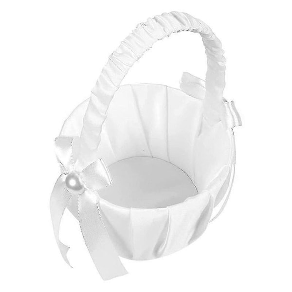 4-pack Bröllops Satinblomkorg, romantisk rosett Party Blomsterflickekorg