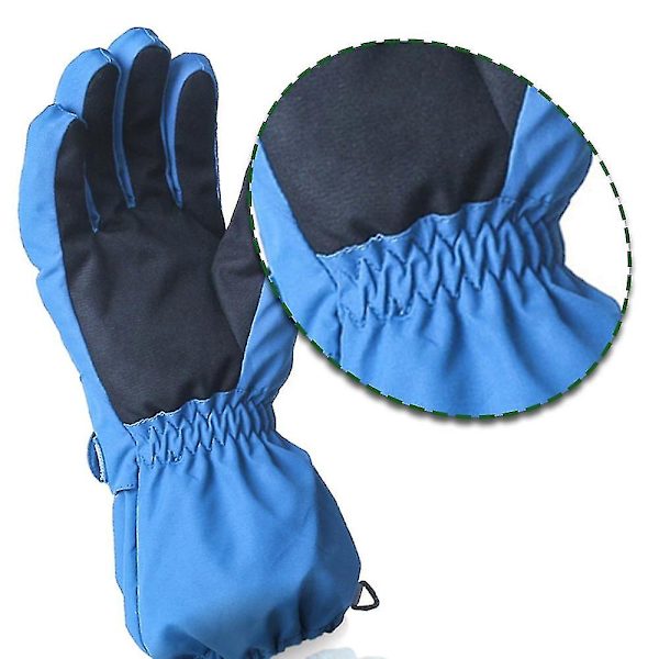 Vanntette ungdomsbarns fem-finger skihansker Barnas varme hansker Blue