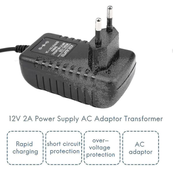Ac/dc 12v 2a 24w Strømadapter Transformator for 5050 3528 Led Strip Lys Eu Plugg