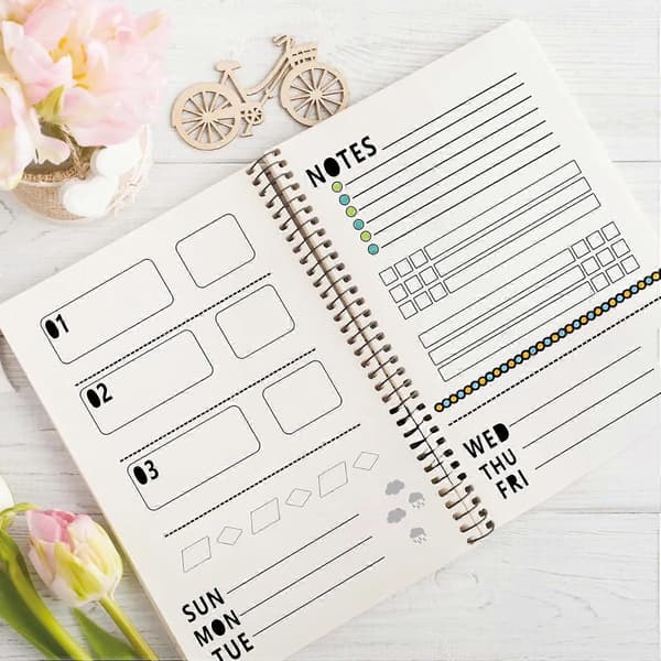 4 stykker metal journal stencils, genanvendelig rustfrit stål skabelon planner stencil til journaling DIY scrapbooking, vane tracker, ugentlig oversigt, note 1 Set