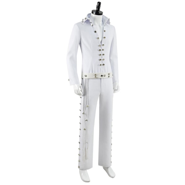 Cosdaddy Movie Presley Cosplay -asu aikuisten miesten valkoinen paita housupuvut Halloween karnevaaliasu XL