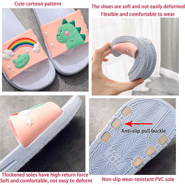 Drenge & Piger Sandaler Slippers Dinosaur Sommer Skridsikker Blød Swimmingpool Udendørs Strand Indendørs Badeværelse Bade Brusebad Børn Vandsko Faktisk Skolængde