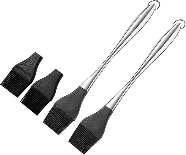 2-pack Silikon BBQ Borste, Rostfri Borste med Silikonborst, 30 cm (11,8\")