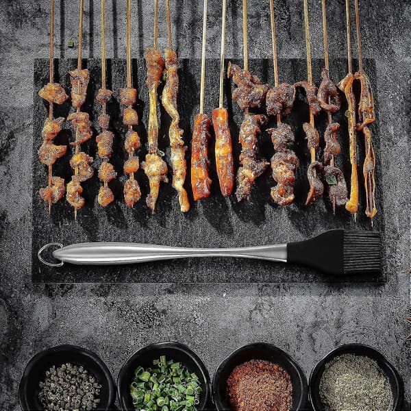2-pack Silikon BBQ Borste, Rostfri Borste med Silikonborst, 30 cm (11,8\")