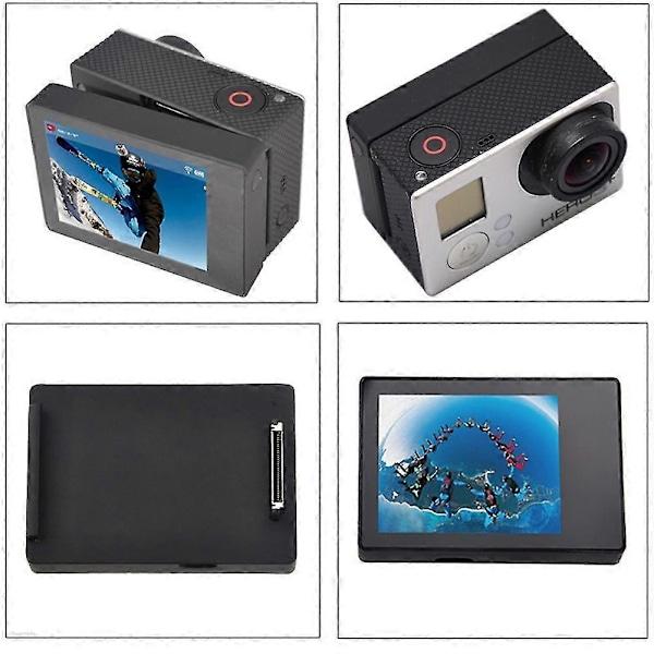 För Bacpac LCD-skärm Monitor Actionkamera Bacpac LCD-skärm + Bakdörr för Hero 3+4