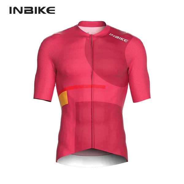 INBIKE 2024 Summer Cycling Jersey Miesten lyhythihaiset nopeasti kuivuvat miesten pyöräilypaidat, joissa on 3 taskua koko vetoketjullinen MTB-vaatteet Red XS